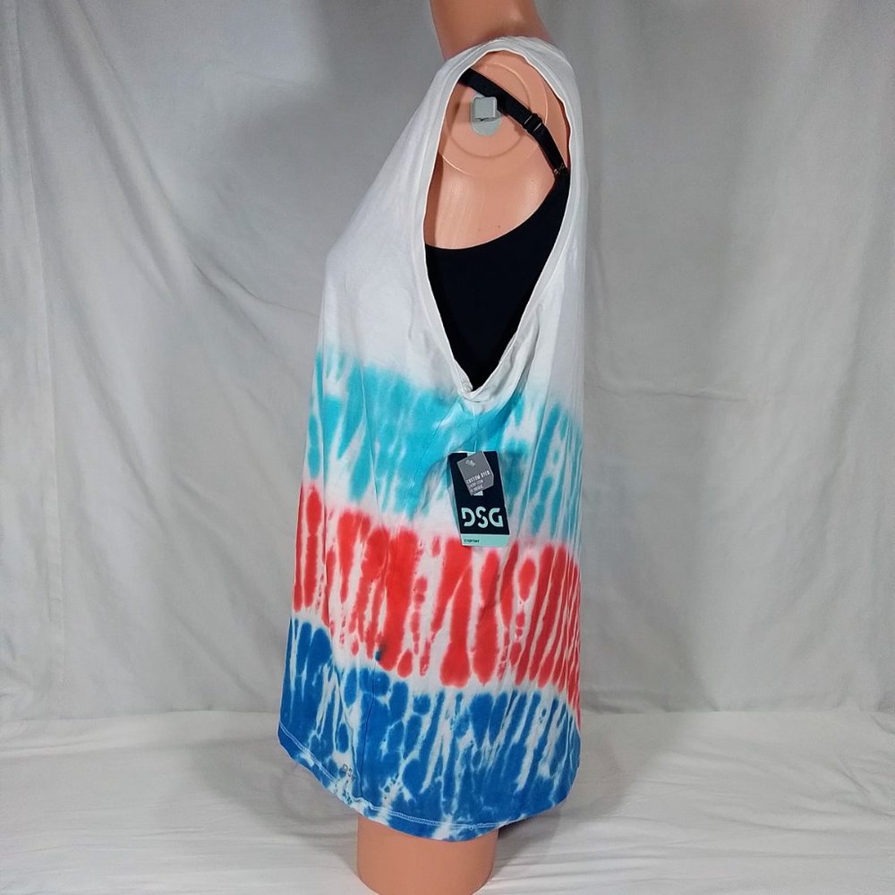 Women's Tie Dye Tank Top-Red White Blue-Patriotic-Independence Day-Various Sizes