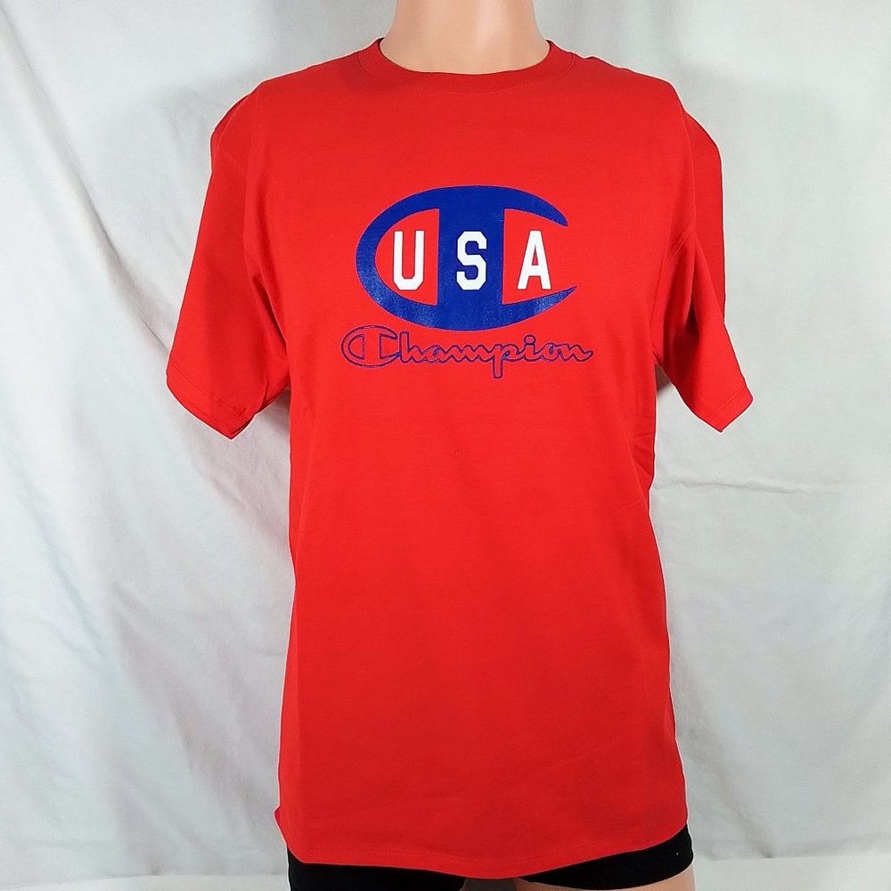 Champion Men's Basic USA Logo T-Shirt-Red/Blue-Various Sizes-New with Tags