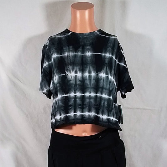 Girl's Boxy Cotton Tie-Dye T-Shirt Stripe Dye Black-Various Sizes-New with Tags