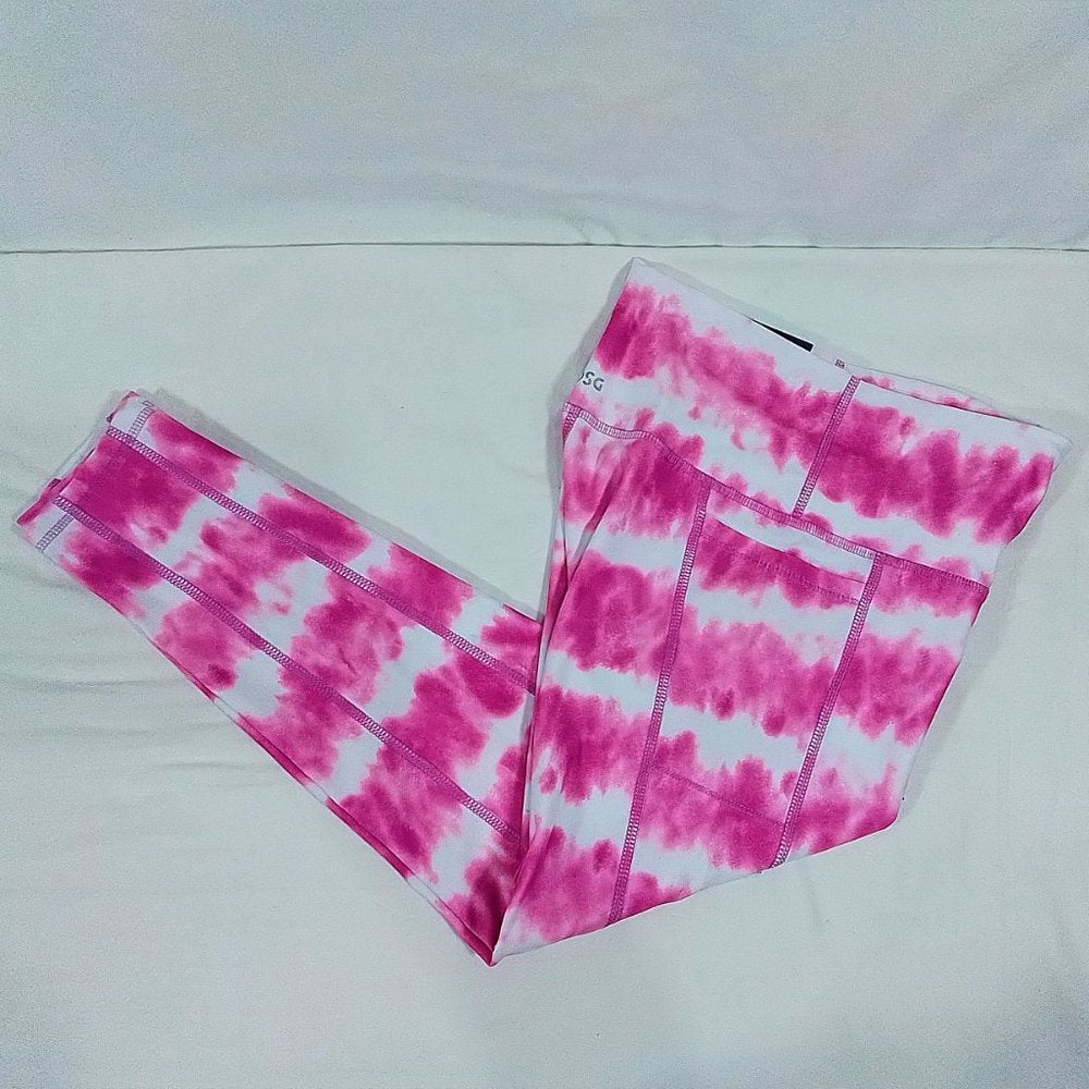 Girl's High Rise Printed 7/8 Tights-Stripe Dye Pink-Tie Dye-Various Sizes-NWT