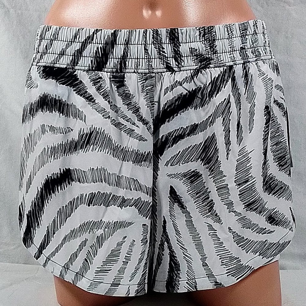 Women's 2-In-1 Printed Running Shorts-Trippy Zebra Black/White-Various Sizes-NWT