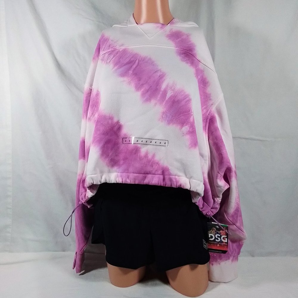 Women's Crop Completer Fleece Hoodie-Lilac Fields Tie Dye-Various Sizes-NWT