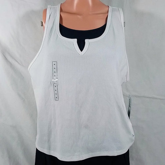 Women's Notch Rib Tank Top-Pure White-Summer-Size Extra Large-New with Tags