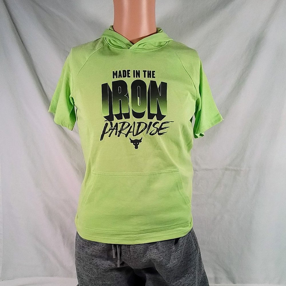 Boy's Under Armour Project Rock SS Hoodie-Lime Foam/Black-Various Sizes-NWT