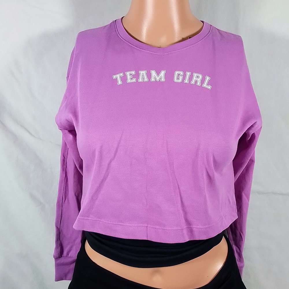 Girls' Long Sleeve Graphic T-Shirt-Lilac Fields-Team Girl-Various Sizes-NWT