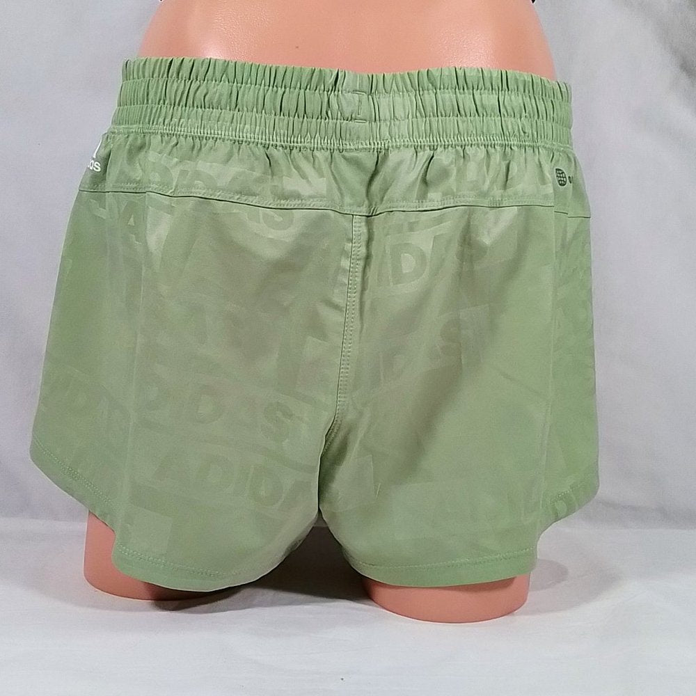 Adidas Women's Pacer Woven Deboss Shorts-Magic Lime/White-Various Sizes-NWT