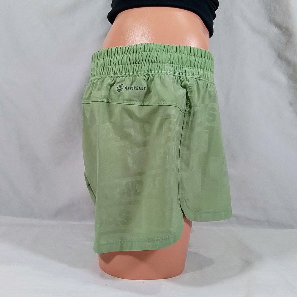 Adidas Women's Pacer Woven Deboss Shorts-Magic Lime/White-Various Sizes-NWT