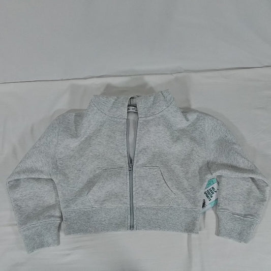 Girl's Cropped Zip Hoodie Light Heather Grey-Various Sizes-New with Tags
