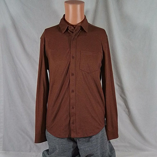 VRST Men's Long Sleeve Button Down Shirt Earth Brown Heather-Various Sizes-NWT