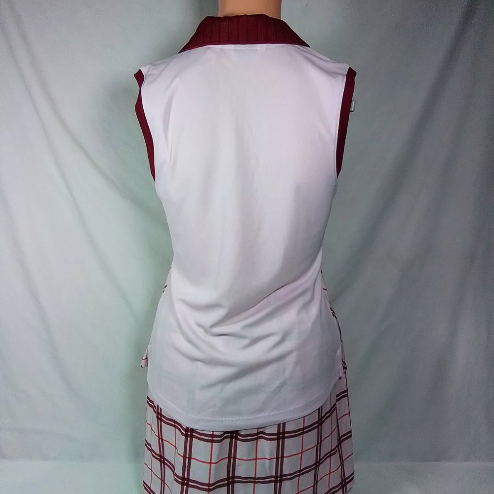 Lady Hagen Women's Clubhouse Plaid Sleeveless Golf Polo-Various Sizes-Pink-NWT