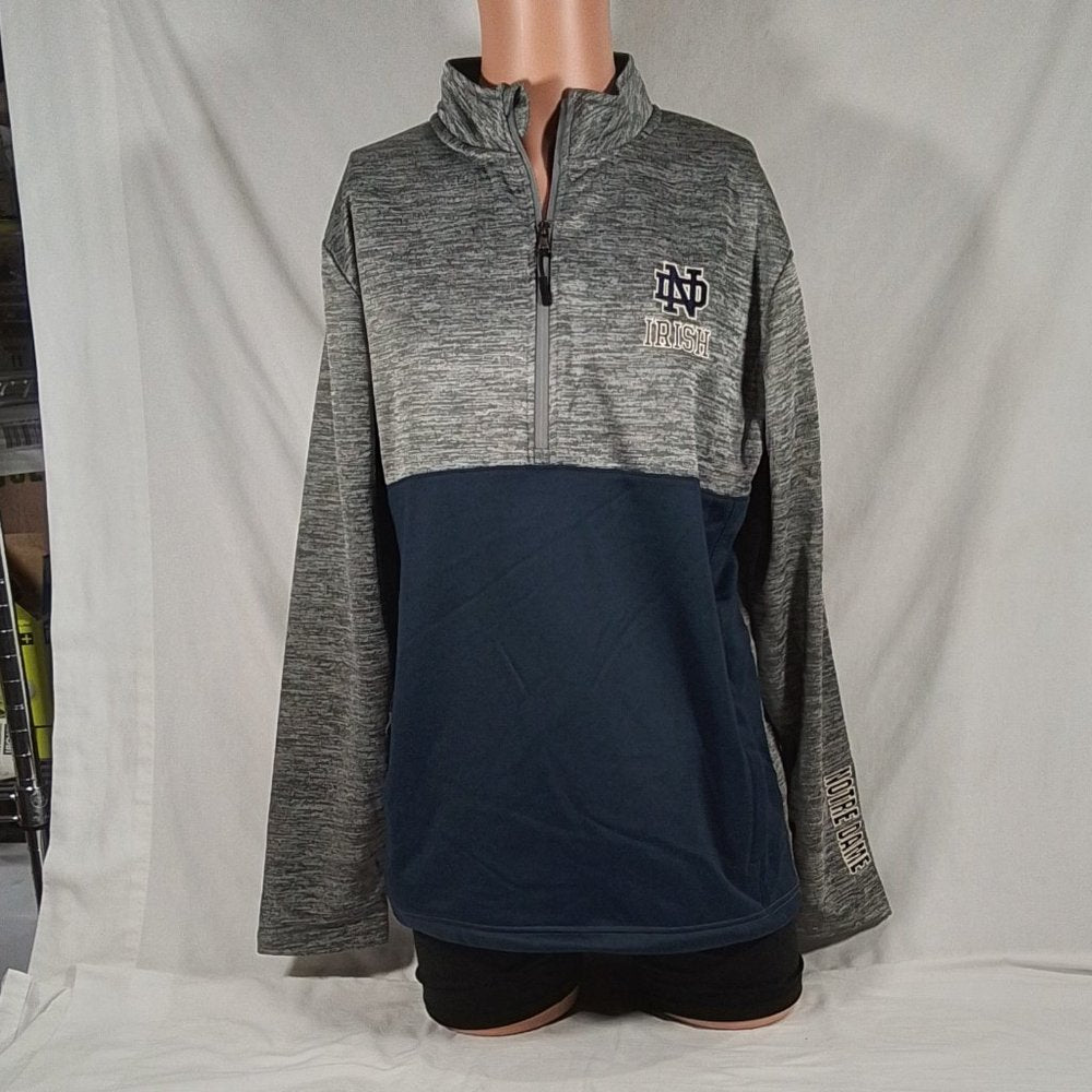 Men's Colosseum Notre Dame Fighting Irish 1/2-Zip Gray Pullover-Size L-NWT