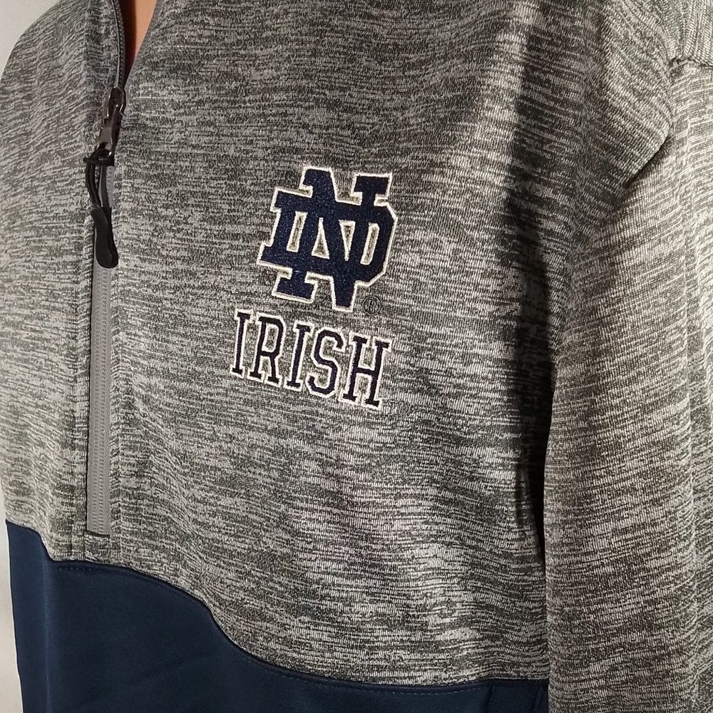 Men's Colosseum Notre Dame Fighting Irish 1/2-Zip Gray Pullover-Size L-NWT