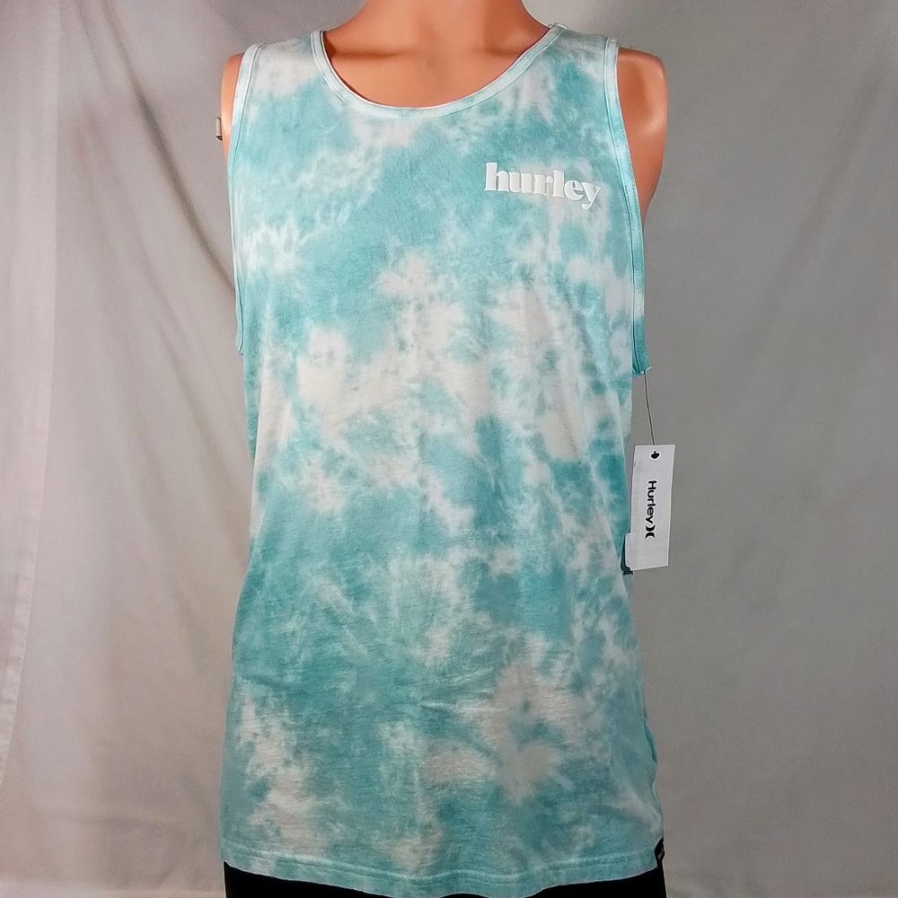 Hurley Men's Everyday Washed Lowers Tank Top-Blue Tie Dye-Small-New with Tags