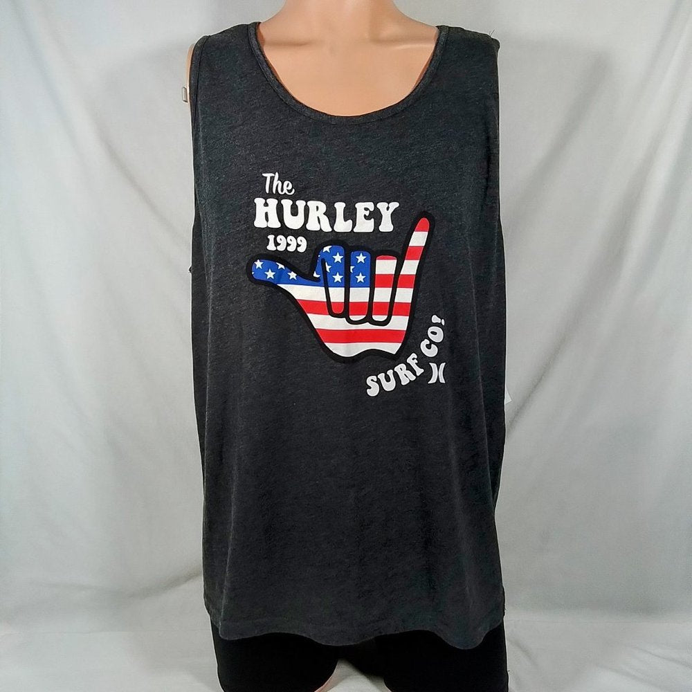 Hurley Men's Everyday Washed Shaka Stripes Tank Top-Black-Large-New with Tags