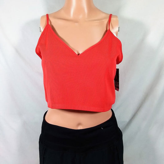 Women's Seamless Fashion Ribbed Sports Bra-Strappy Brami-Radical Red-2XL-NWT