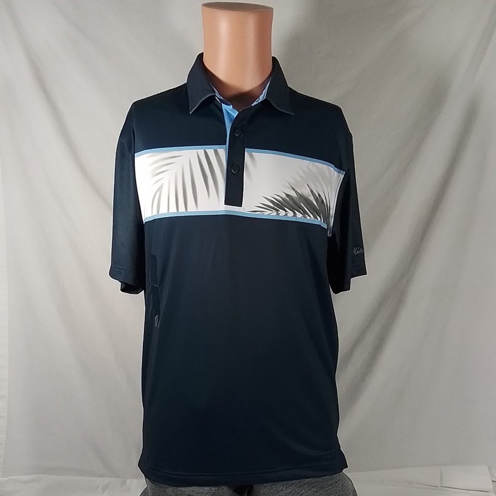 Men's Walter Hagen Perfect 11 Shadow Palm Navy Golf Polo-Size Small-New w/Tags