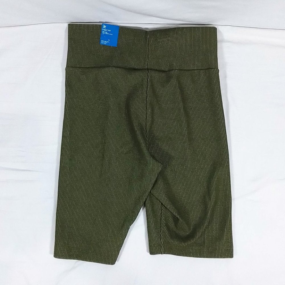 Adidas Women's 2 Colored Rib Short Tights-Leggings-Focus Olive-Size Medium-NWT