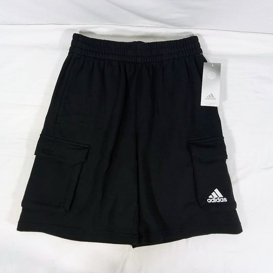 Adidas Boys' Terry Fleece Cargo Shorts-Black-AH5638-Various Sizes-New with Tags