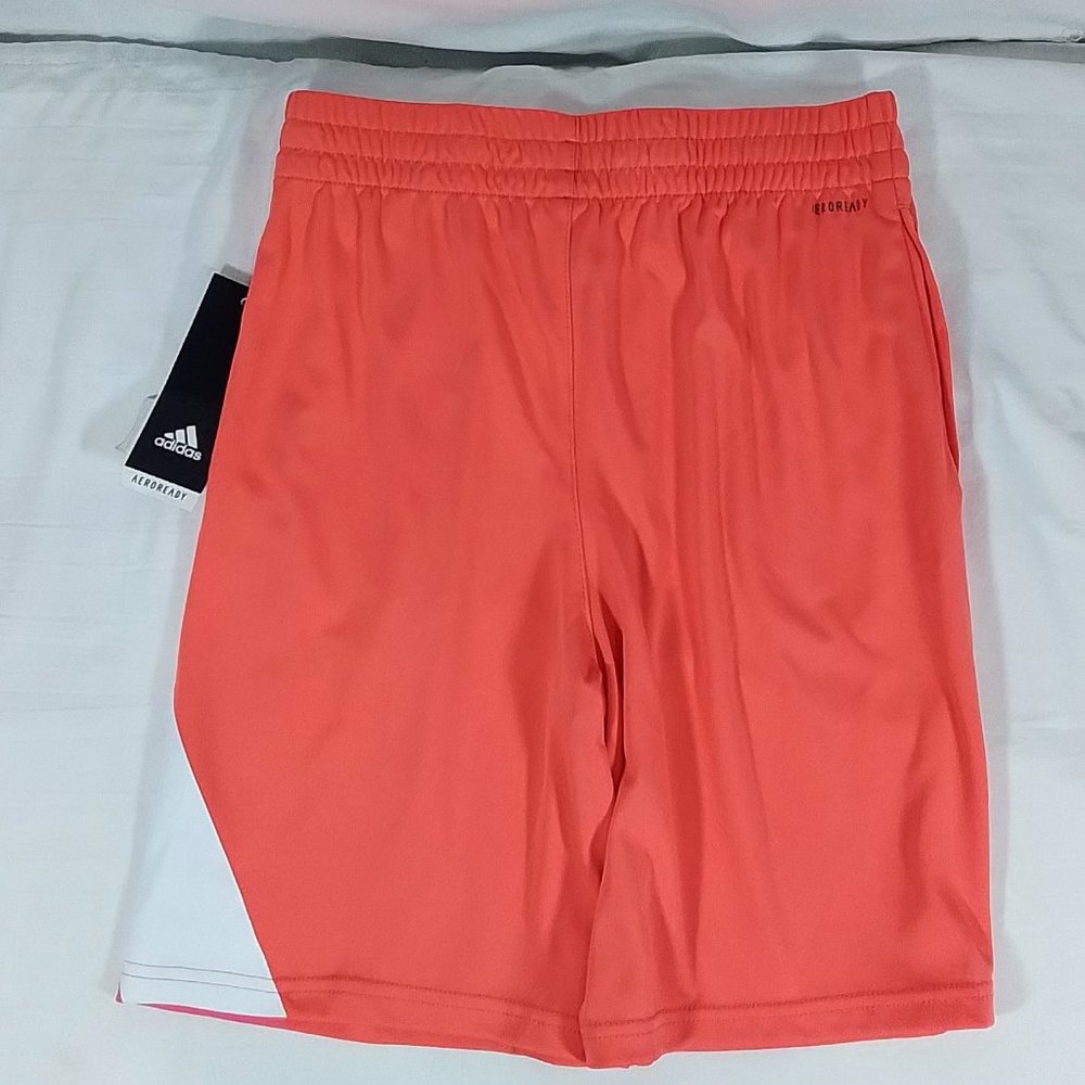 Adidas Boys' Elastic Waistband Bar Shorts-Semi Turbo-Size Medium-New with Tags