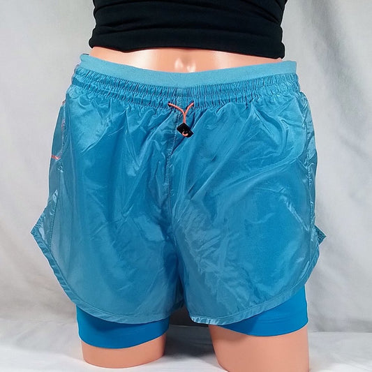 Women's Nike Tempo Luxe Mid Rise Fashion Running Shorts-Blue/Orange-Size XS-NWT