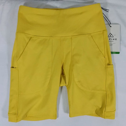 Women's Alpine Design High Rise Bike Shorts-Sulfur Sun-Yellow-XS-New with Tags