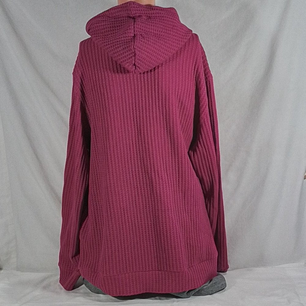 Men's Alpine Design Waffle Hoodie Dark Magenta-Size XXL-New with Tags