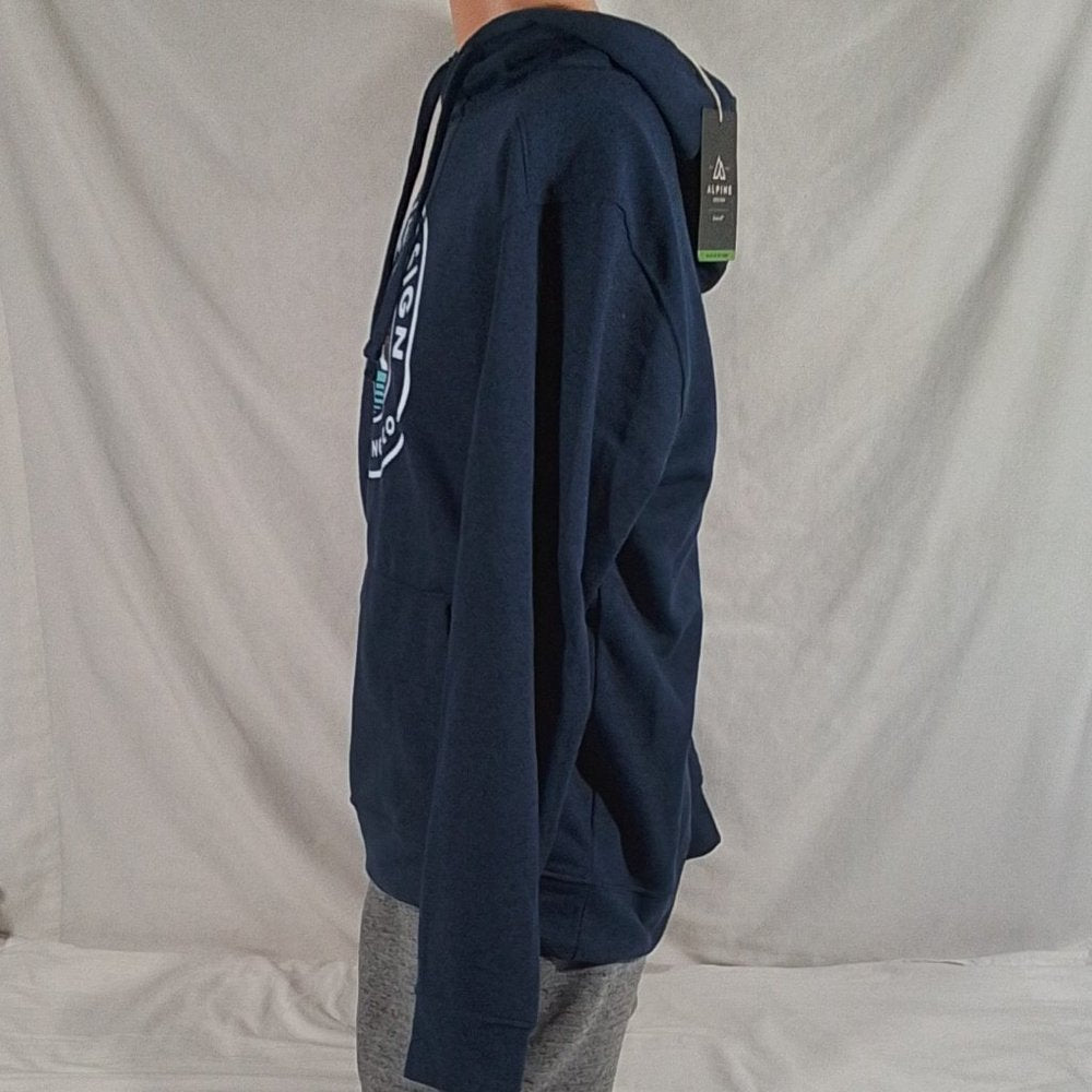 Men's Alpine Design Graphic Hoodie Navy Various Sizes -New with Tags