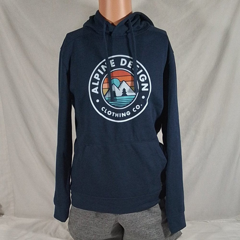 Men's Alpine Design Graphic Hoodie Navy Various Sizes -New with Tags