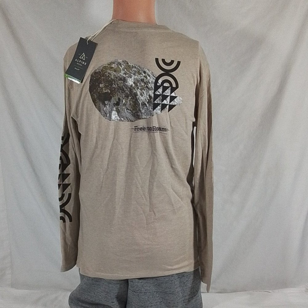 Men's Alpine Design Long Sleeve Free to Roam Graphic T-Shirt  Beige Size S-NWT