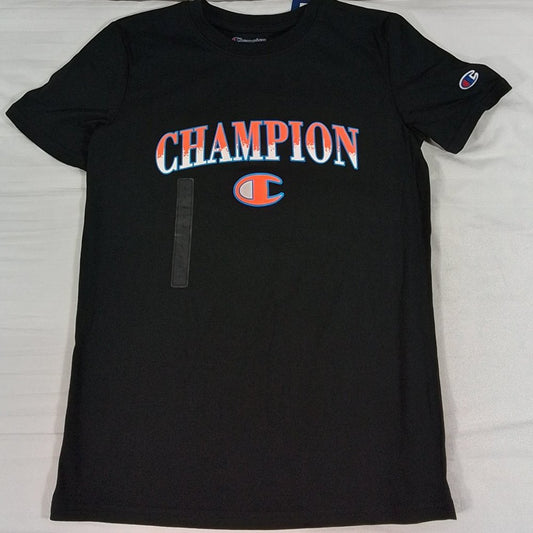 Boy's Champion Graphic Short Sleeve T-Shirt Black- Size Large-New with Tags