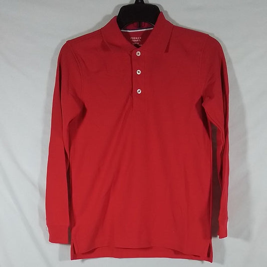 Youth French Toast Co-Ed Style LS Pique Polo Red- Size L(10/12)-New with Tag(A2)