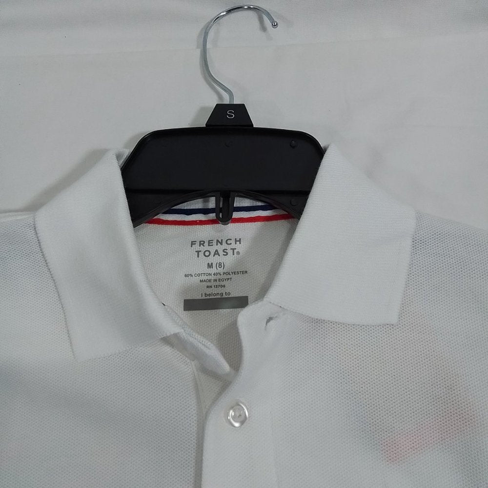 Youth French Toast LS Pique Polo White-Size Medium (8)-New with Tags (A10)