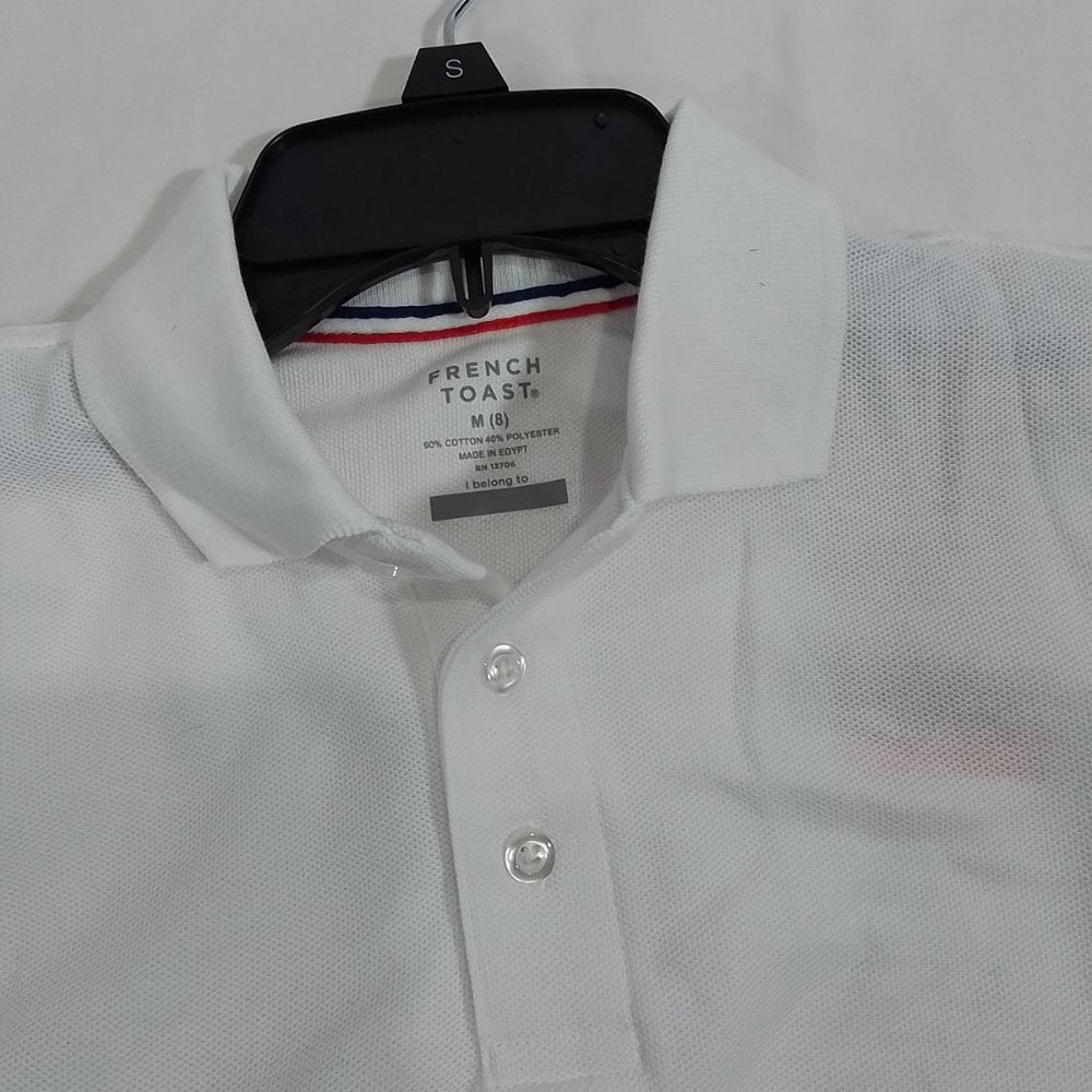 Youth French Toast SS Pique Polo White- Size Medium (8)- New with Tags (A11)