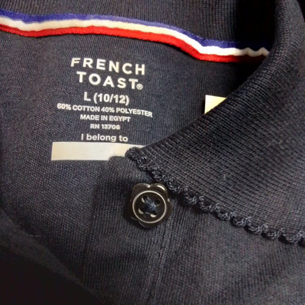 Girl's French Toast LS Interlock Polo with Picot Collar Navy Sz: L(10/12)NWT-A13