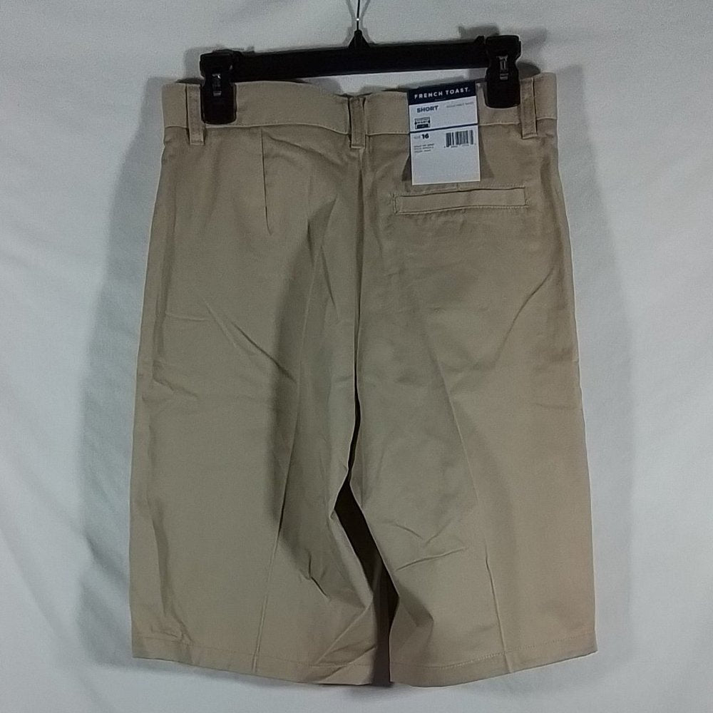 Boy's French Toast Flat Front Adjustable Waist Khaki Short- Size 16-NWT- (A18)