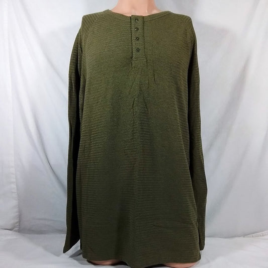 Men's Alpine Design Mountain Long Sleeve Henley Shirt-Deep Clover-2XL-NWT