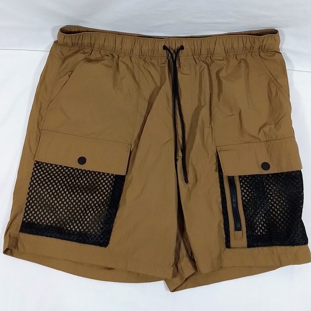 Men's Alpine Design Fashion Shorts-Ermine-Brown-Mesh-Size Large-New with Tags