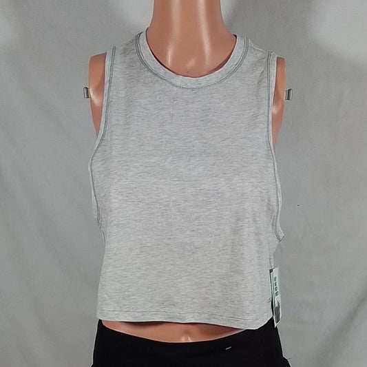 Women's  Cotton Cropped Muscle Tank Top-Light Heather Grey-Size: X-Small-NWT