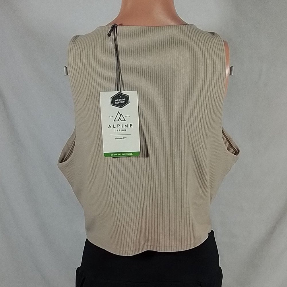 Women's Alpine Design Ribbed Cropped Tank Top W/built in Bra Light Beige-XXL-NWT