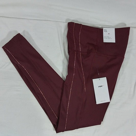 Women's Nike 7/8 Lurex Yoga Tights Maroon Size X-Small- New with Tags